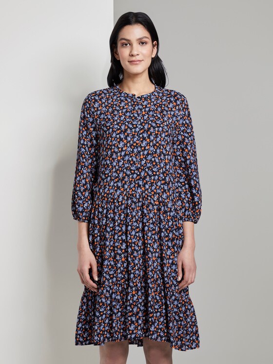 Nena & Larissa: Crepe-look dress - Women - navy floral design Nena & Larissa: Crepe-look dress - Women - navy floral design - 1 - TOM TAILOR