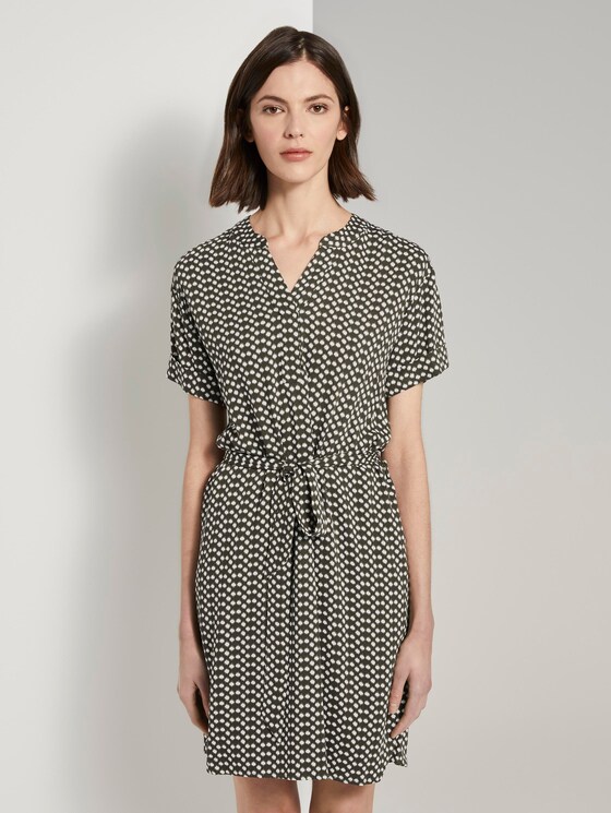 T-Shirt-Kleid mit Bindegürtel - Frauen - khaki dot design T-Shirt-Kleid mit Bindegürtel - Frauen - khaki dot design - 1 - TOM TAILOR