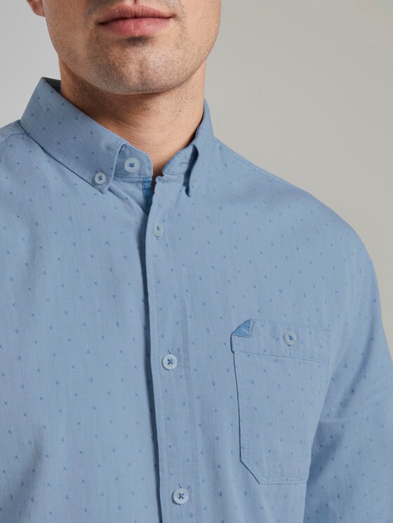 Gemustertes Hemd mit Button-Down-Kragen - Männer - blue white with dobby twill Gemustertes Hemd mit Button-Down-Kragen - Männer - blue white with dobby twill - 10 - TOM TAILOR