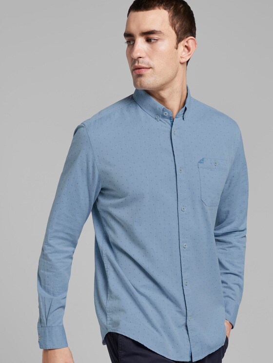 Gemustertes Hemd mit Button-Down-Kragen - Männer - blue white with dobby twill Gemustertes Hemd mit Button-Down-Kragen - Männer - blue white with dobby twill - 5 - TOM TAILOR