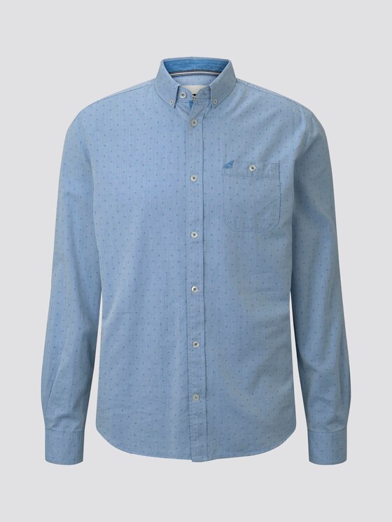 Gemustertes Hemd mit Button-Down-Kragen - Männer - blue white with dobby twill Gemustertes Hemd mit Button-Down-Kragen - Männer - blue white with dobby twill - 7 - TOM TAILOR