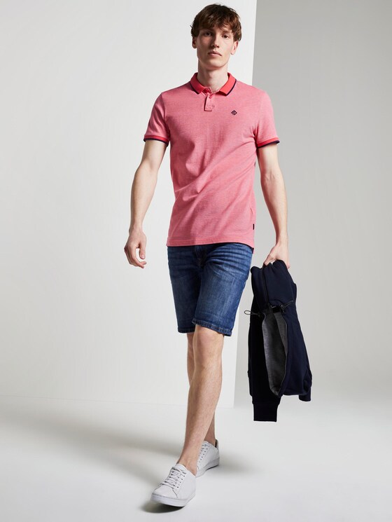Strukturiertes Pique Poloshirt - Männer - Plain Red Melange Strukturiertes Pique Poloshirt - Männer - Plain Red Melange - 3 - TOM TAILOR Denim