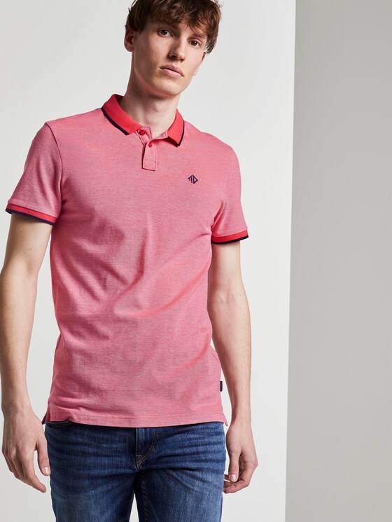 Strukturiertes Pique Poloshirt - Männer - Plain Red Melange Strukturiertes Pique Poloshirt - Männer - Plain Red Melange - 5 - TOM TAILOR Denim