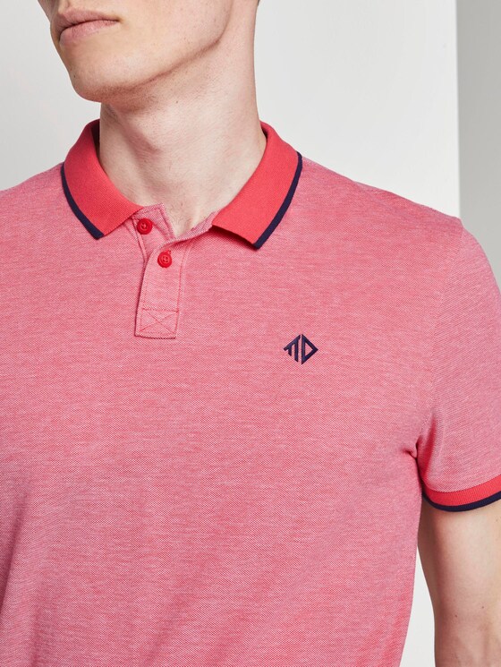 Strukturiertes Pique Poloshirt - Männer - Plain Red Melange Strukturiertes Pique Poloshirt - Männer - Plain Red Melange - 9 - TOM TAILOR Denim