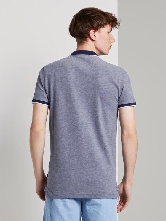 Structured Pique Poloshirt - Men - Agate Stone Blue Melange Structured Pique Poloshirt - Men - Agate Stone Blue Melange - 2 - TOM TAILOR Denim