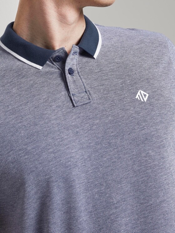 Structured Pique Poloshirt - Men - Agate Stone Blue Melange Structured Pique Poloshirt - Men - Agate Stone Blue Melange - 9 - TOM TAILOR Denim