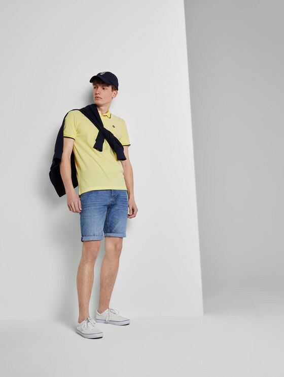 Strukturiertes Pique Poloshirt - Männer - canary light white base mel Strukturiertes Pique Poloshirt - Männer - canary light white base mel - 3 - TOM TAILOR Denim