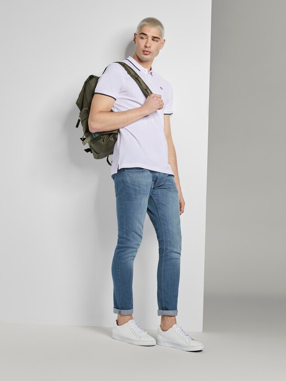 Strukturiertes Pique Poloshirt - Männer - White Strukturiertes Pique Poloshirt - Männer - White - 3 - TOM TAILOR Denim