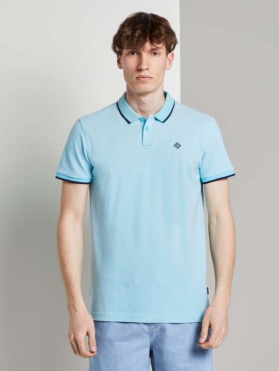 Strukturiertes Pique Poloshirt - Männer - soft sky blue melange Strukturiertes Pique Poloshirt - Männer - soft sky blue melange - 1 - TOM TAILOR Denim