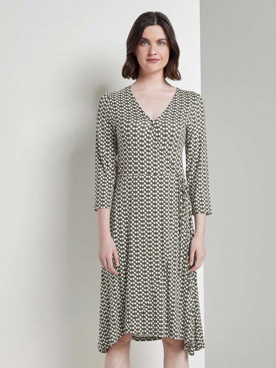 Patterned jersey wrap dress - Women - khaki dot design Patterned jersey wrap dress - Women - khaki dot design - 1 - TOM TAILOR