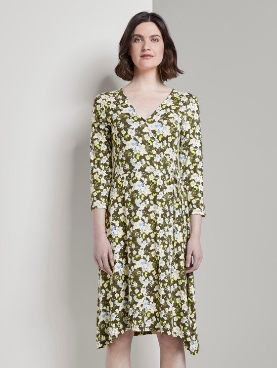 Gemustertes Jersey-Wickelkleid - Frauen - small khaki floral design Gemustertes Jersey-Wickelkleid - Frauen - small khaki floral design - 1 - TOM TAILOR