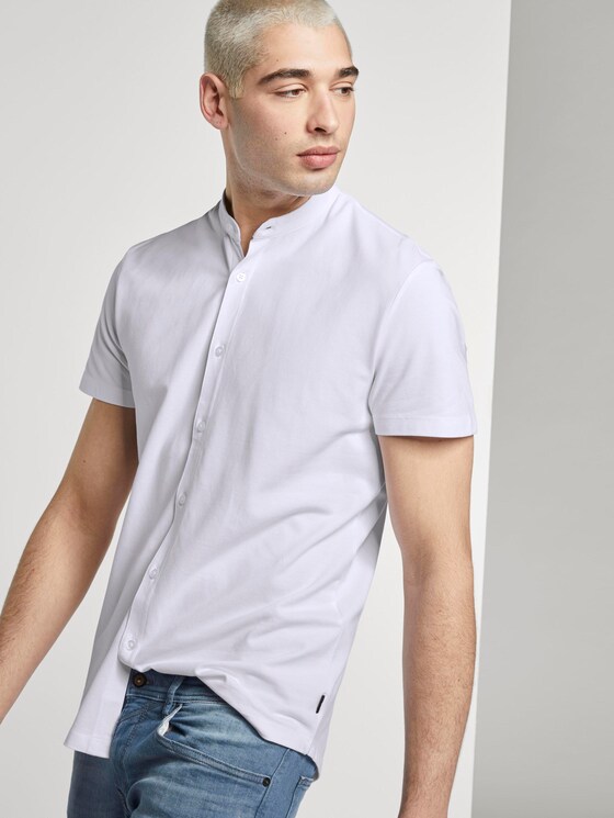 Basic Kurzarmhemd mit Mao-Kragen - Männer - White Basic Kurzarmhemd mit Mao-Kragen - Männer - White - 5 - TOM TAILOR Denim