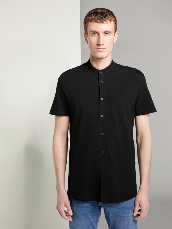 Basic Kurzarmhemd mit Mao-Kragen - Männer - Black Basic Kurzarmhemd mit Mao-Kragen - Männer - Black - 1 - TOM TAILOR Denim