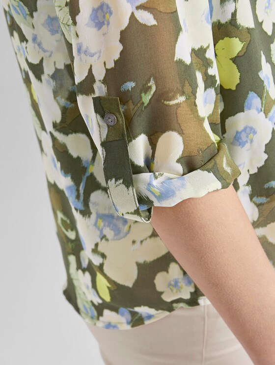 Chiffon-Jersey Langarmshirt mit floralem Print - Frauen - small khaki floral design Chiffon-Jersey Langarmshirt mit floralem Print - Frauen - small khaki floral design - 10 - TOM TAILOR