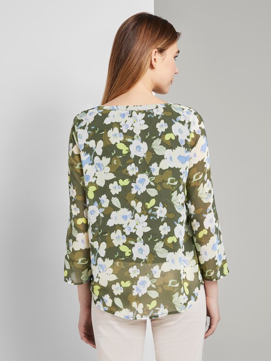 Chiffon-Jersey Langarmshirt mit floralem Print - Frauen - small khaki floral design Chiffon-Jersey Langarmshirt mit floralem Print - Frauen - small khaki floral design - 2 - TOM TAILOR