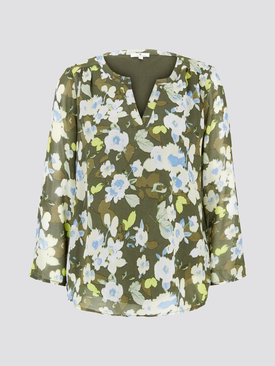 Chiffon-Jersey Langarmshirt mit floralem Print - Frauen - small khaki floral design Chiffon-Jersey Langarmshirt mit floralem Print - Frauen - small khaki floral design - 7 - TOM TAILOR