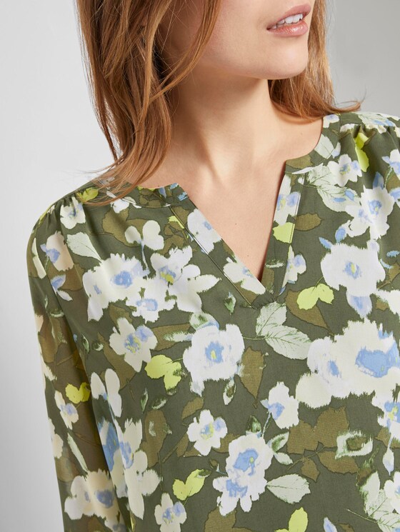 Chiffon-Jersey Langarmshirt mit floralem Print - Frauen - small khaki floral design Chiffon-Jersey Langarmshirt mit floralem Print - Frauen - small khaki floral design - 9 - TOM TAILOR