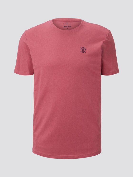 Basic T-Shirt mit Logo-Stickerei - Männer - wine rose pink Basic T-Shirt mit Logo-Stickerei - Männer - wine rose pink - 7 - TOM TAILOR