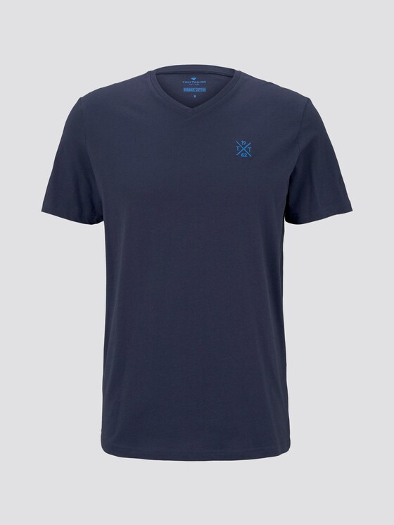 Basic T-Shirt mit V-Ausschnitt - Männer - Black Iris Blue Basic T-Shirt mit V-Ausschnitt - Männer - Black Iris Blue - 7 - TOM TAILOR