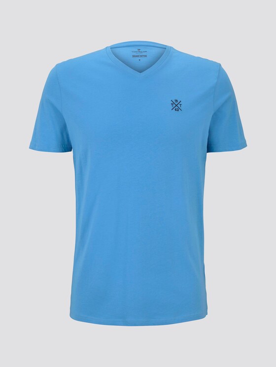 Basic T-Shirt mit V-Ausschnitt - Männer - soft cloud blue Basic T-Shirt mit V-Ausschnitt - Männer - soft cloud blue - 7 - TOM TAILOR