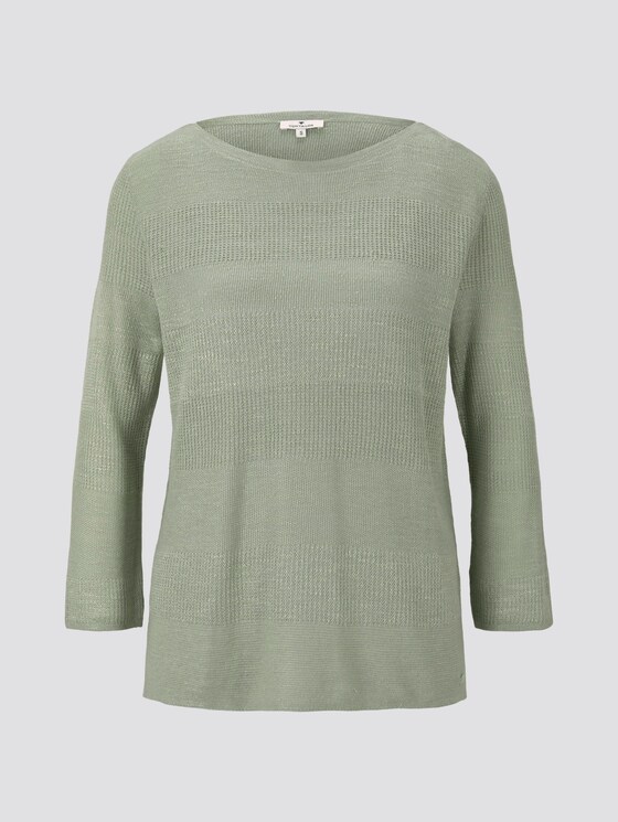 Pullover mit Streifenstruktur aus Leinengemisch - Frauen - Fresh Mint Green Pullover mit Streifenstruktur aus Leinengemisch - Frauen - Fresh Mint Green - 7 - TOM TAILOR