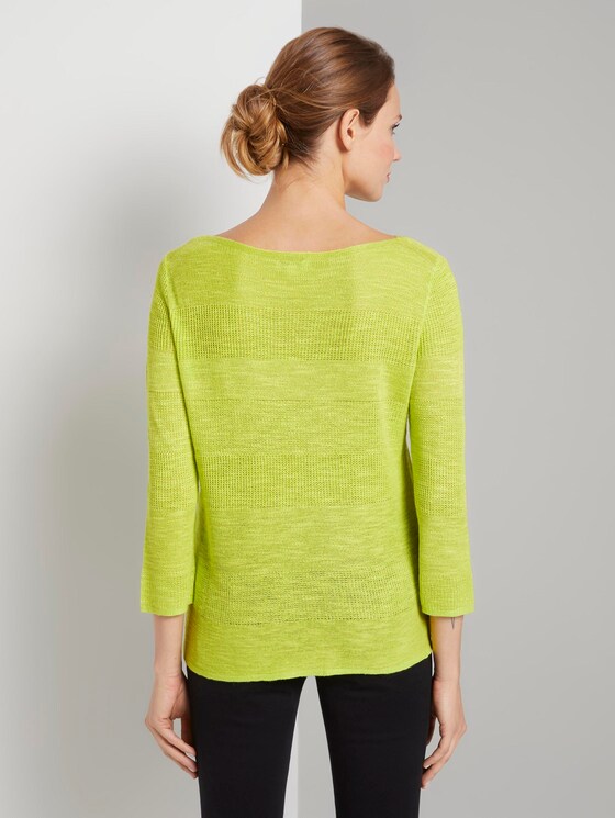 Pullover mit Streifenstruktur aus Leinengemisch - Frauen - citrus green Pullover mit Streifenstruktur aus Leinengemisch - Frauen - citrus green - 2 - TOM TAILOR