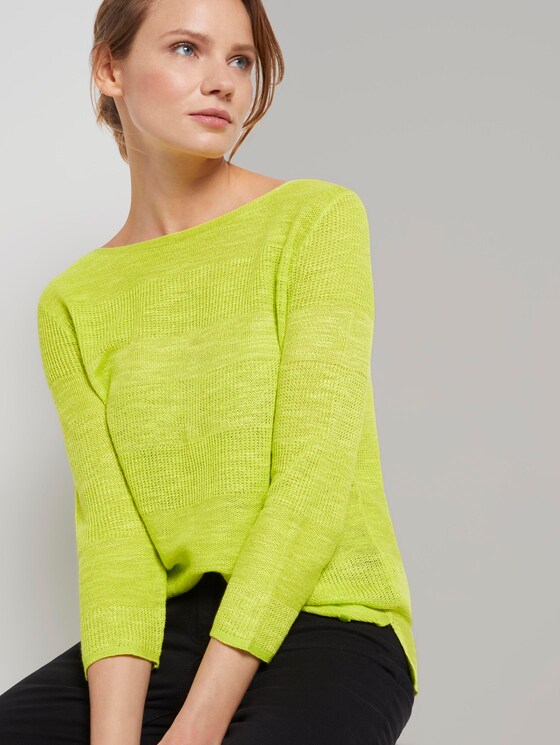 Pullover mit Streifenstruktur aus Leinengemisch - Frauen - citrus green Pullover mit Streifenstruktur aus Leinengemisch - Frauen - citrus green - 5 - TOM TAILOR