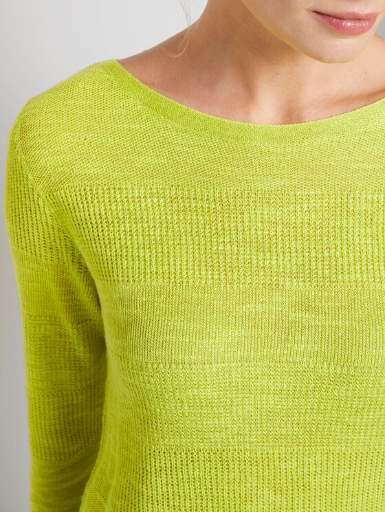 Pullover mit Streifenstruktur aus Leinengemisch - Frauen - citrus green Pullover mit Streifenstruktur aus Leinengemisch - Frauen - citrus green - 9 - TOM TAILOR