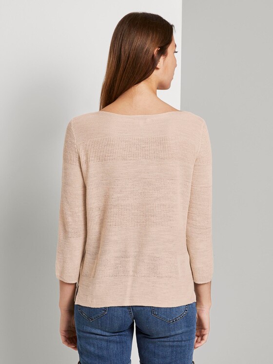 Pullover mit Streifenstruktur aus Leinengemisch - Frauen - soft vanilla Pullover mit Streifenstruktur aus Leinengemisch - Frauen - soft vanilla - 2 - TOM TAILOR