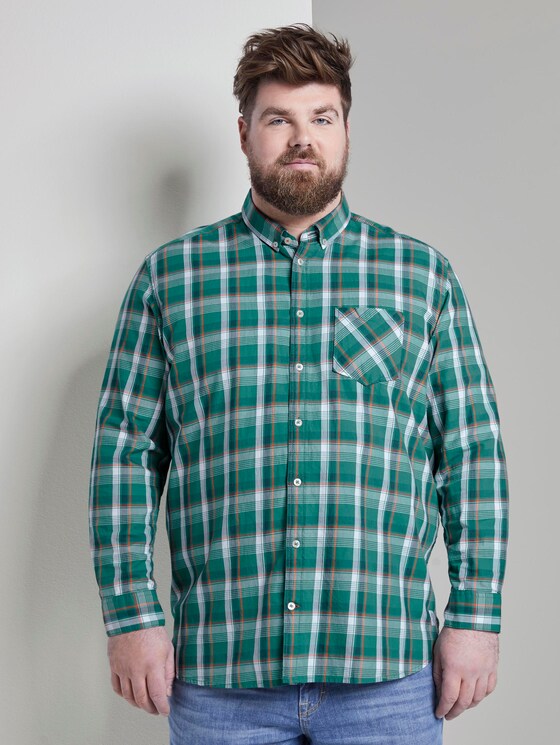 Checked shirt - Men - green base colourful check Checked shirt - Men - green base colourful check - 1 - Men Plus