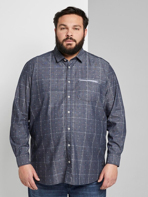 Structured shirt - Men - navy check with red clipper Structured shirt - Men - navy check with red clipper - 1 - Men Plus