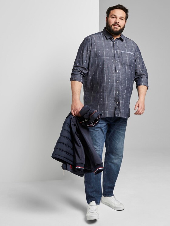 Structured shirt - Men - navy check with red clipper Structured shirt - Men - navy check with red clipper - 3 - Men Plus
