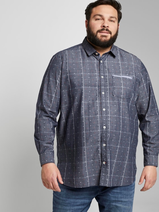Structured shirt - Men - navy check with red clipper Structured shirt - Men - navy check with red clipper - 5 - Men Plus
