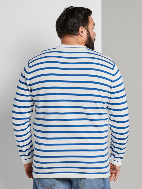 Striped knitted sweater - Men - white victory blue stripe Striped knitted sweater - Men - white victory blue stripe - 2 - Men Plus