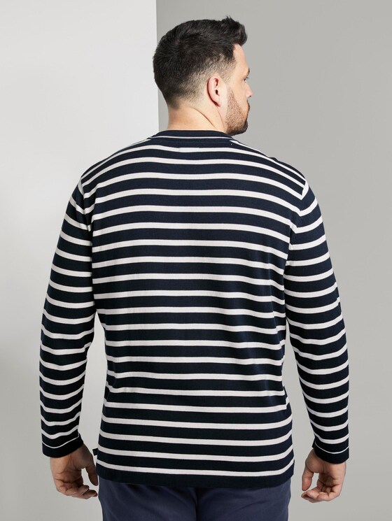 Gestreifter Strickpullover - Männer - navy white stripe Gestreifter Strickpullover - Männer - navy white stripe - 2 - Men Plus