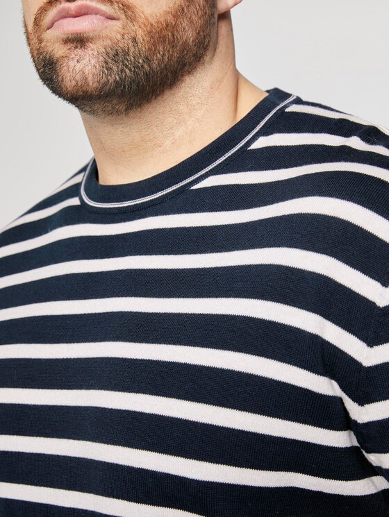 Gestreifter Strickpullover - Männer - navy white stripe Gestreifter Strickpullover - Männer - navy white stripe - 9 - Men Plus