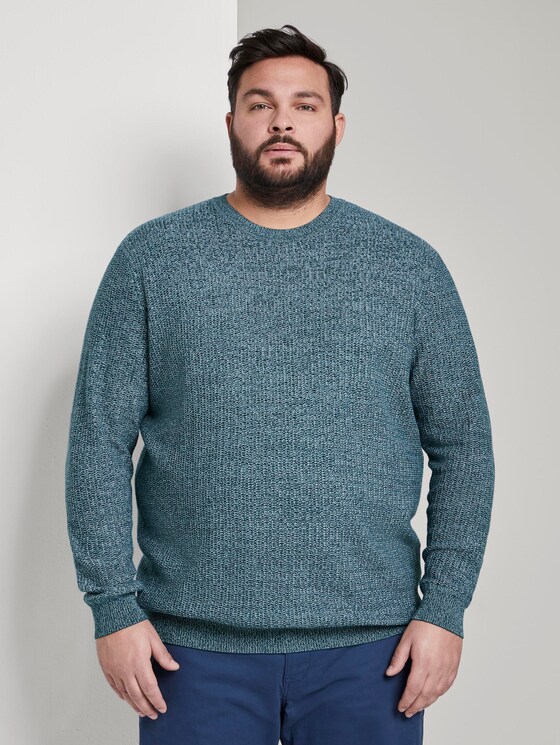 Strukturierter Strickpullover - Männer - green white structure Strukturierter Strickpullover - Männer - green white structure - 1 - Men Plus