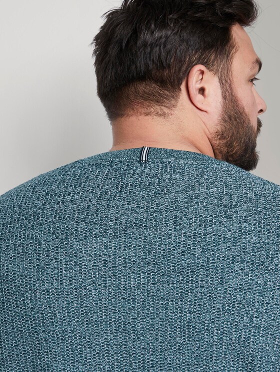 Strukturierter Strickpullover - Männer - green white structure Strukturierter Strickpullover - Männer - green white structure - 10 - Men Plus