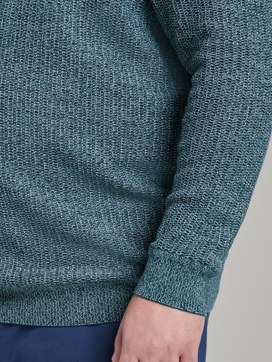 Strukturierter Strickpullover - Männer - green white structure Strukturierter Strickpullover - Männer - green white structure - 9 - Men Plus