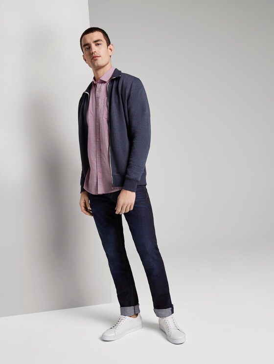 Fein strukturiertes Kurzarmhemd mit Haifischkragen - Männer - pale pink white structure Fein strukturiertes Kurzarmhemd mit Haifischkragen - Männer - pale pink white structure - 3 - TOM TAILOR