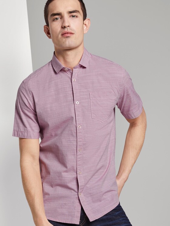 Fein strukturiertes Kurzarmhemd mit Haifischkragen - Männer - pale pink white structure Fein strukturiertes Kurzarmhemd mit Haifischkragen - Männer - pale pink white structure - 5 - TOM TAILOR