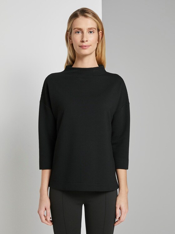 Sweatshirt with textured fabric - Women - Deep Black Sweatshirt with textured fabric - Women - Deep Black - 1 - TOM TAILOR