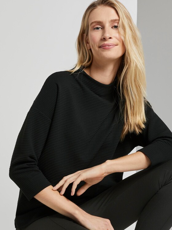 Sweatshirt with textured fabric - Women - Deep Black Sweatshirt with textured fabric - Women - Deep Black - 5 - TOM TAILOR