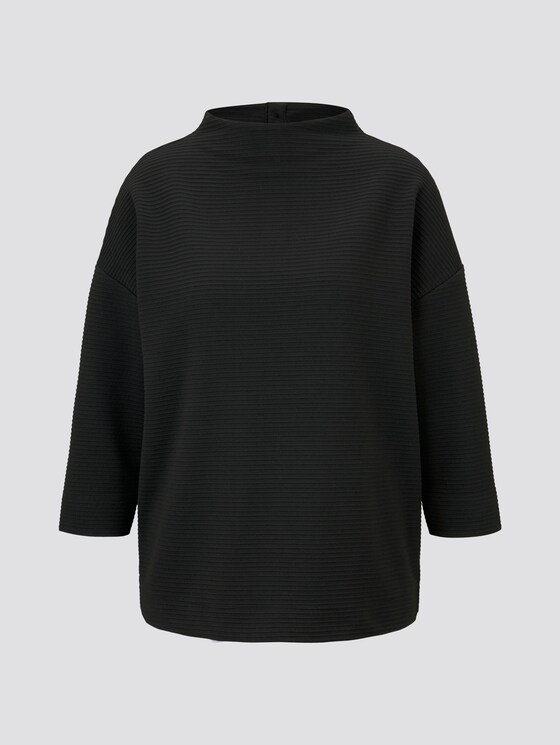 Sweatshirt with textured fabric - Women - Deep Black Sweatshirt with textured fabric - Women - Deep Black - 7 - TOM TAILOR