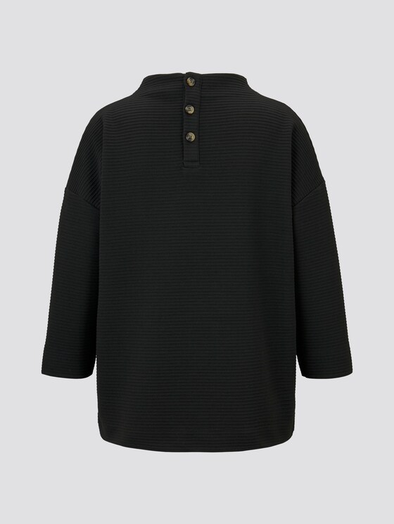 Sweatshirt with textured fabric - Women - Deep Black Sweatshirt with textured fabric - Women - Deep Black - 8 - TOM TAILOR