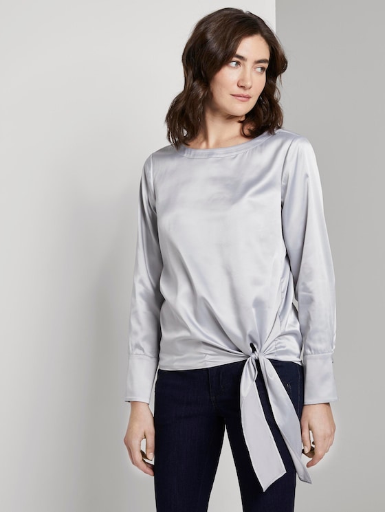 silver grey satin blouse