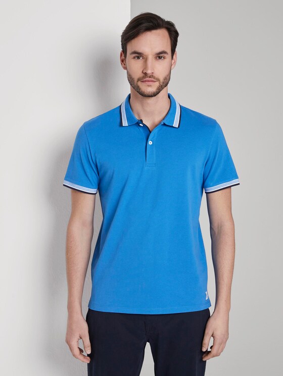 Poloshirt mit Kontrastblende - Männer - Electric Teal Blue Poloshirt mit Kontrastblende - Männer - Electric Teal Blue - 1 - TOM TAILOR