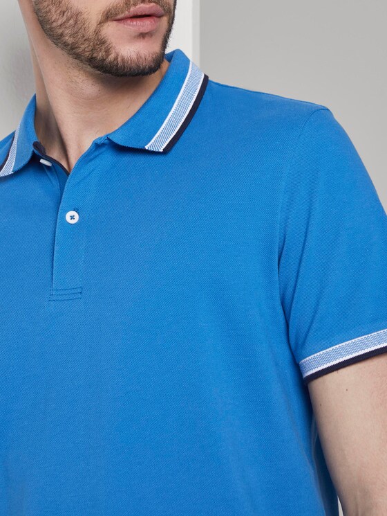 Poloshirt mit Kontrastblende - Männer - Electric Teal Blue Poloshirt mit Kontrastblende - Männer - Electric Teal Blue - 10 - TOM TAILOR