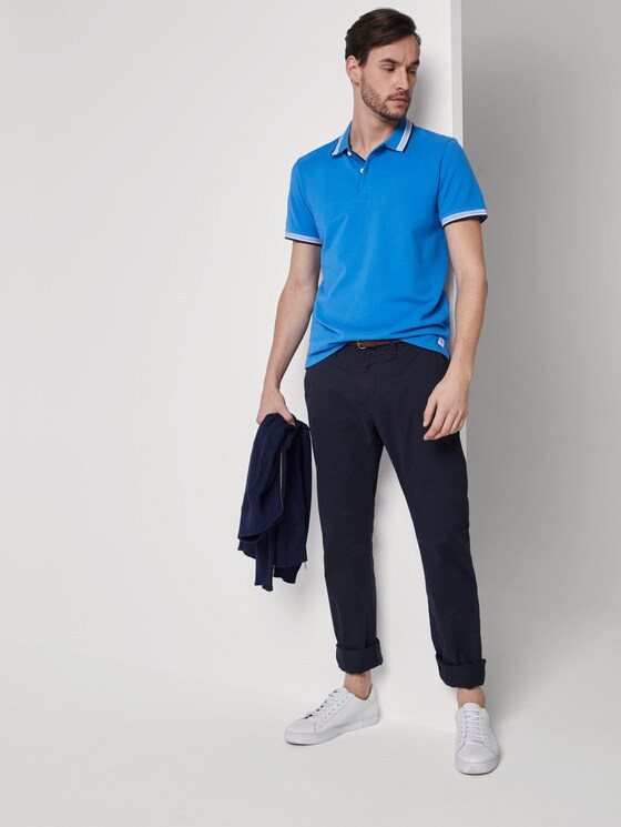 Poloshirt mit Kontrastblende - Männer - Electric Teal Blue Poloshirt mit Kontrastblende - Männer - Electric Teal Blue - 3 - TOM TAILOR