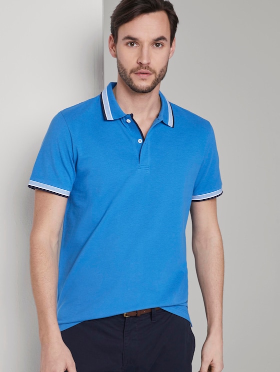 Poloshirt mit Kontrastblende - Männer - Electric Teal Blue Poloshirt mit Kontrastblende - Männer - Electric Teal Blue - 5 - TOM TAILOR